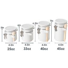 Buy anchor hocking ceramic canister set with wooden spoons, 4 canisters at walmart.com. 4 Piece Ceramic Canister Set With Wooden Spoons White Food Prep Shop Home Basics Shop Home Basics