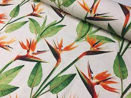 Bird Of Paradise Ginger Plant Floral Fabric Orange Curtains Upholstery 140cm Wide Orange Curtains Floral Fabric Birds Of Paradise