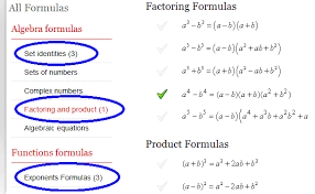 Math Formulas For Factoring And Product Formulas