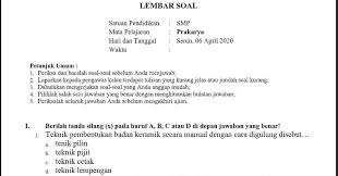 Tulis namamu di sudut kanan atas 2. Ujian Sekolah Prakarya Smp Kumpulan Informasi