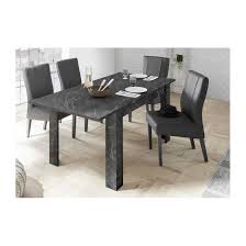 Table à manger design marquée de fentes pour y emboîter quatre chaises. Table A Manger Extensible Visconti Finition Marbre Noir 137 185 79 90 Cm