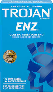 Lubricated, latex condom that is tapered at the base for a secure fit. Trojan Enz Lubricated Condoms
