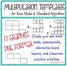 Multiplication Standard Algorithm And Area Model Templates Multiplication Math Center Activities Interactive Whiteboard Lessons