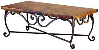 Wrought iron table bases & iron table legs. Pio Iron Base Coffee Table With Copper Top 48 X 36 X 18