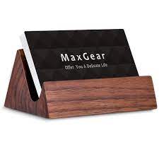 Cut 2 pieces of 1×2 at 4 ½″ long with 15 degree bevels cut on each side parallel to each other. Maxgear Business Card Holder For Desk Wood Business Cards Holder Stand Wooden Business Card Display Holders Desktop Business Card Stand For Office And Home Tabletop Mountain Buy Online At Best Price