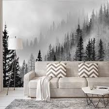Black And White Forest Wall Mural Livingroom Homecleaning Home Cleaning Images Wall Murals Diy Forest Mural Forest Wall Mural