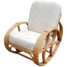 Restored Franco Albini Style Rattan Rocking Chair With White Cushions Rattan Rocking Chair Rocking Chair Antique Rocking Chairs