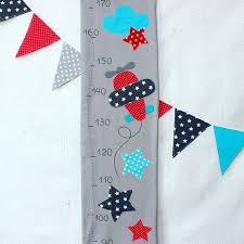 Fabric Growth Chart Airplane Height Chart Navy Gray Red
