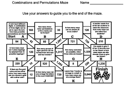 Permutations and combinations are used to solve problems. Combinations And Permutations Math Maze Teaching Resources