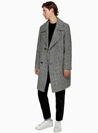 Black And White Check Coat Mens Black And White Check Overcoat With Wool Trench Coat Men Men S Coats And Jackets Overcoats