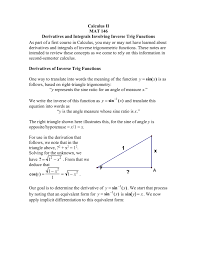 Derivatives And Integrals Involving Inverse Trig Functions