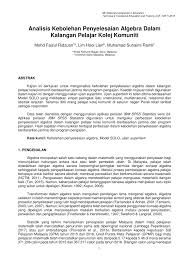 Explore tweets of kolej komuniti @kolejkomunitihq on twitter. Pdf Analisis Kebolehan Penyelesaian Algebra Dalam Kalangan Pelajar Kolej Komuniti