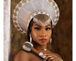 3 in 1 White and Gold Zulu HatI Large Zulu Hat |African Hat