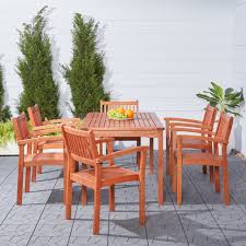Shop our vast selection of products and best online deals. Malibu Eco Friendly 7 Piece Wood Outdoor Dining Set With Stacking Dining Chairs Transitional Outdoor Dining Sets By Vifah Houzz