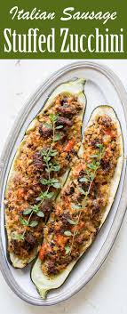 Stuffed Zucchini With Sausage Simplyrecipes Com Recipe Large Zucchini Recipes Sausage Stuffed Zucchini Italian Sausage