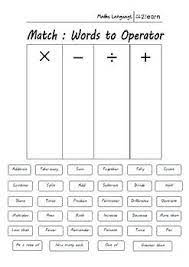 Math Language Arithmetic Operators Worksheet For 9 16 Year Olds Worksheet To Aid Understanding Of Mathematical Terms And C Math Maths Worksheet Learning Math