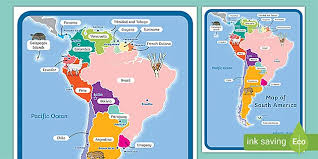 Besides the 48 conterminous states that occupy the middle latitudes of the continent, the united states includes the state of alaska, at the northwestern extreme of north america, and the island state of. Map Of South America With Names Display Poster