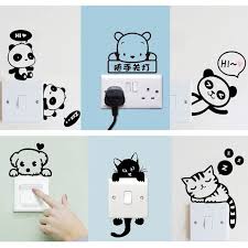 Diy wall stickers pvc large wall sticker; Cute Cat Switch Sticker Cartoon Vinyl Wall Sticker For Kids Room Home Decor Diy Diy Wall Stickers Wall Stickers Home Wall Paint Designs