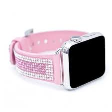 Black Apple Watch With Light Pink Band Apple Watch Light Pink Replacement Band With Crystal And Rose Swarovski Elements Sheer Elegance Apple Watch Replacement Bands Apple Watch Fashion Apple Watch