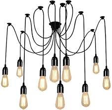 Lightess Spider Pendant Lighting 10 Heads Edison Chandelier Vintage Multiple Adjustable Diy Ceiling Light Kit Cy B10 Amazon Com