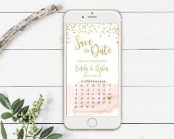 Save The Date Gold Pink With Calendar Template Electronic Etsy In 2020 Electronic Invitations Editable Invitations Calendar Template
