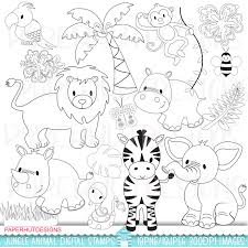 Jungle Animals Digital Stamps Safari Stamps Jungle Clip Etsy Animal Clipart Baby Clip Art Baby Animal Nursery Art