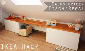 Auch niedrige regale und sideboards eignen sich optimal für den bereich unter der dachschräge. Kreativ Oder Primitiv Dachschragen Tisch Regal Ikea Hack Stuva Fritids