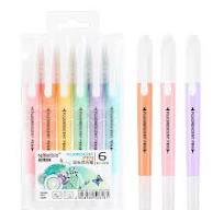 6Pcs/Set Double Head Fluorescent Highlighter Pen Markers Pastel Drawing Pen  for Student School Office Supplies Cute Stationery