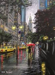 Pete Rumney Fine Art Modern Acrylic Oil Original Painting 42nd Street New York New York Painting Fine Art New Art