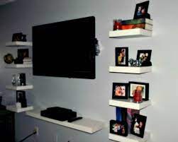 Floating Ikea Lack Shelves As An Entertainment Center Floating Shelves Entertainment Center Entertainment Shelves Ikea Lack Shelves