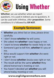 Using Whether In English Whether In A Sentence English Grammar Here Learn English Words English Grammar Learn English Grammar