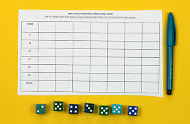 You'll need several dice and some small objects to use as counters. Fun And Simple Multiplication Dice Game