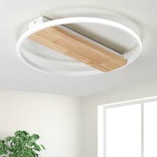 Check out our ceiling fixtures selection for the very best in unique or custom, handmade pieces from our lighting shops. Wood Linear Led Ceiling Lamp With Halo Ring Minimalist Bedroom Flush Light Fixture In Second Gear Takeluckhome Com