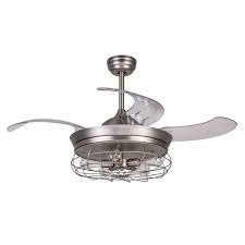 Fans with three blades up to nine blades made of plastic, metal or. Industrial Ceiling Fan With Retractable Blades Light And Remote Satin Nickel Walmart Com Walmart Com