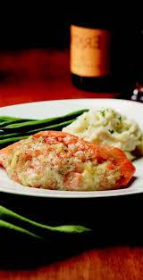 stuffed salmon with bay shrimp and crab