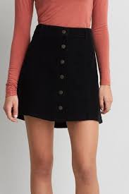 Black A Line Mini Skirt Outfit American Eagle American Eagle Outfitters Aeo Corduroy Button Skirt A Line Mini Skirt Mini Skirts Long A Line Skirt