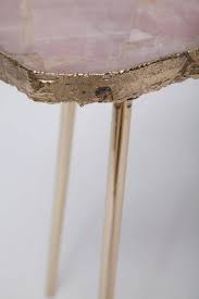 The rose quartz got its name from its light pink color. Rose Quartz And Brass Side Table At 1stdibs