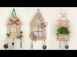 3 Beautiful Key Stand Ideas With Popsicle Sticks Wall Decor Craft Youtube Craft Stick Crafts Diy Popsicle Stick Crafts Key Holder Diy