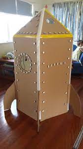Making It Up As I Go To The Moon The Cardboard Rocket Ship Cardboard Rocket Cardboard Spaceship Diy Rocket