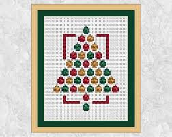 Modern Christmas Cross Stitch Pattern Christmas Tree Cross Stitch Chart Christmas Card Xmas Seasonal Baubles Quick Easy Printable Pdf