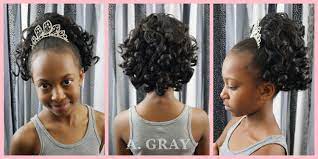 Diy Black African American Girl S Wedding Dressy Drawstring Curly Ponytail Tiara Hairstyle American Girl Wedding Tiara Hairstyles Curly Ponytail