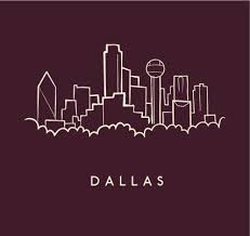 Hand Drawn Sketch Of The Dallas Skyline On Burgundy Background With Dallas Skyline Skyline Tattoo Texas Tattoos