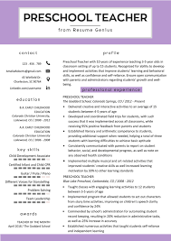 Free Preschool Teacher Resume Template With Clean And Fresh Look