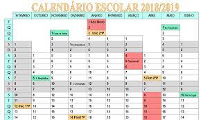Fixa normas gerais para o calendário escolar da rede estadual de ensino para o ano letivo de 2020. Calendario Escolar 2018 2019 Para Edicao E Impressao Criancas A Torto E A Direitos