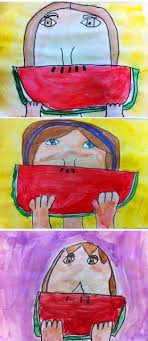 Artisan Des Arts Watermelon Smiles Grade 2 3 Elementary Art Projects Spring Art Projects Summer Art Projects