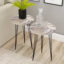 Every material has its own characteristics and styles. Set Of 2 End Table Pak Home Round Wood Sofa Side Tables For Small Spaces Accent Nightstand Bedside Table With Metal Legs For Bedroom Living Room Balcony Sturdy Easy