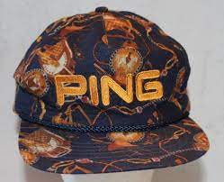 Vintage Ping Hat With Equestrian Theme Leather Back Strap Hard To Find Pattern Made In Usa Back Strap Hats Usa Leather