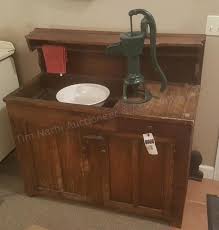 antique pine dry sink w/pitcher pump &