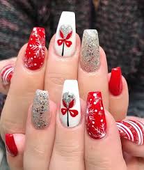 54 Festive Christmas Nail Art Ideas Winter Nail Art Ideas Winter Nail Art Christmas Nail Art D Christmas Nail Designs Coffin Nails Designs Holiday Nail Art