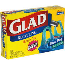 Blue recycling bags and clear trash bags are strong enough to handle heavy and bulky items like glass and aluminum without tearing. Glad Handle Tie Recycling Bags Tall Kitchen Blue 13 Gallon Paper Plastic Foodtown